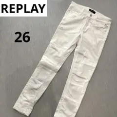 REPLAY 26 XS 小さいサイズ 白 ホワイト デニム ジーンズ 細身