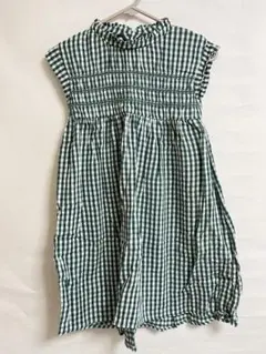 【130cm】アプレレクール ワンピース 夏服 ギンガムチェック グリーン
