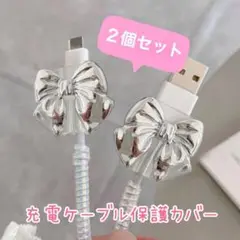ケーブルバイト 断線防止 ケーブル保護 シルバー リボン 2個セット
