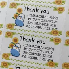 サンキューシール　インコとひまわりと葉っぱ　72枚