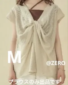 しまむらcollin フロントデザインシアーブラウス M アイボリー 2WAY