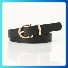 ベルト 100cm ゴールド バックル 細身 OL レザー調 かわいい 細い 黒
