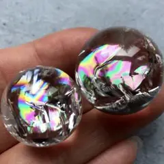 【数量限定！幸運水晶！2個セット】天然石　アイリスクォーツ　水晶　丸玉　25