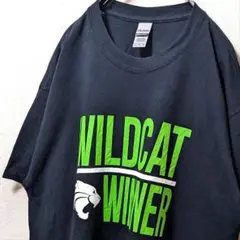 ギルダン ワイルドキャットウィナー ロゴ Tシャツ ブラック 黒 L 古着