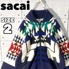 【入手困難】サカイsacai ☆ネイティブ柄ジップアップニットsize2（M）