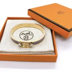 【新品同様】HERMES エルメス ミニクリック バングル ゴールド パープル
