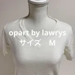 opart by lawrys ホワイト Vネック 半袖ニットトップス(510)