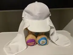 ホワイトサンバイザー付きキャップ　帽子　日除付き　取外し可能