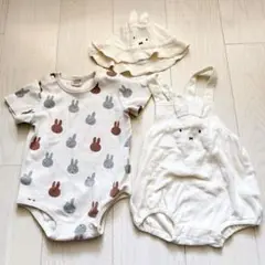 ミッフィー ロンパース サロペット 帽子 プティマイン 80cm