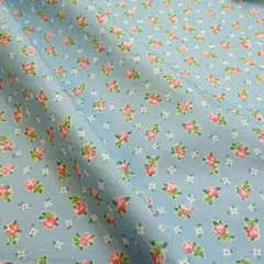 textile pantry生地　ピンクの小花　ブルー
