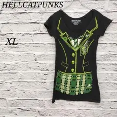R4189/ヘルキャットパンクス【XL】プリントTシャツ ゴシック パンク風
