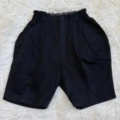 m1217 ボリュームショートパンツ かぼちゃパンツ 黒 コットン100% ラフ
