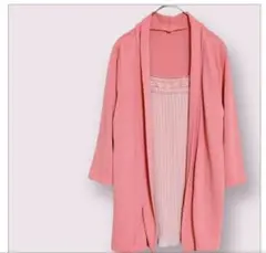 【美品】スクロール カーディガン トップス ドッキング レース ストレッチ