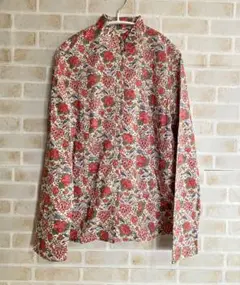 美品 SHIPS シップス リバティ ブラウス シャツ 鳥 フラワー