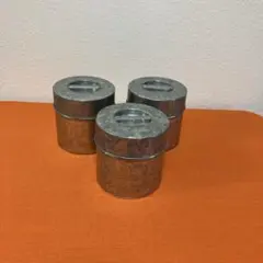 トタン　円柱形小物入れ／保管容器　直径約10.6cm×高さ約10.6cm 3個