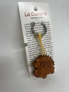La Cuoieria レザーキーホルダー ハリネズミ ブラウン Y881