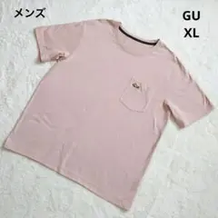 美品GU サーモンピンク ワンポイントウッドストック TシャツXL大きいサイズ