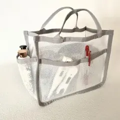 メッシュ生地　バッグインバッグ　中型　グレー