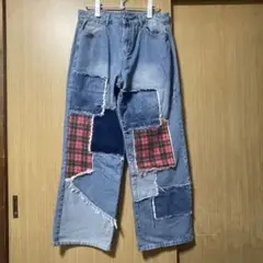 パッチワークデニムパンツ