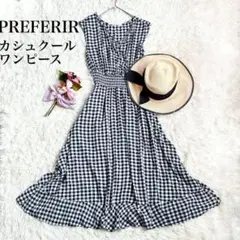 ✳︎PREFERIRプレフェリール　ギンガムチェックロングワンピース　Lサイズ