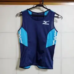 Mizuno 陸上用シャツ Sサイズ ネイビー/ターコイズ