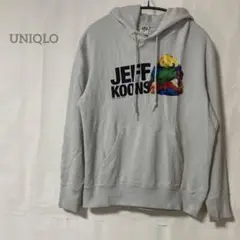 【ユニクロ】グレー　パーカー　プリント　メンズ　S 汚れあり　1639