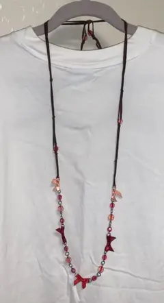 スエード・ビーズ・ロングネックレス