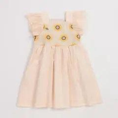 美品　petit main ひまわり刺しゅうワンピース　90㎝