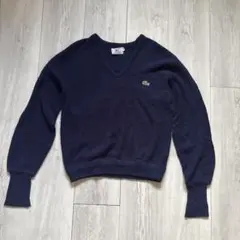 80s LACOSTE カーディガン　ネイビー　ノームコア　シティーボーイ
