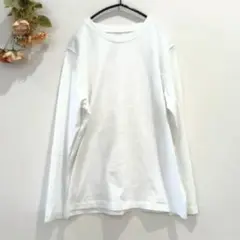 ★無印★ムジルシ 長袖トップス【XL】メンズ 綿 無地 ホワイト クルーネック
