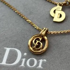 美品 Dior ディオール CD サークル ロゴ ゴールド ネックレス