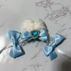 水色 ヘッドドレス ハンドメイド 白うさぎ