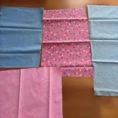 綿プリント生地セット（青・ピンク・緑）