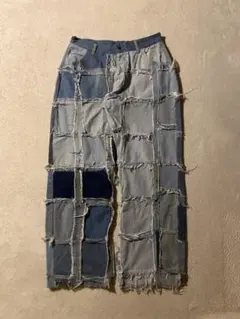 【ゆるだぼ】リメイクパンツ デニム 再構築 パッチワーク ジーパン