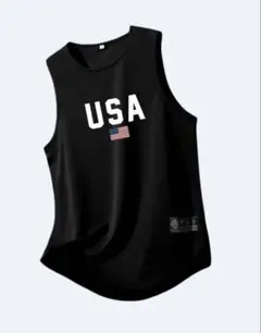 USA タンクトップ 黒