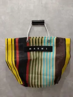 マルニ フラワーカフェ トートバッグ メッシュストライプ