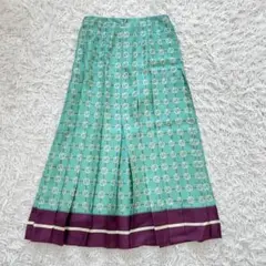 極美品　GUCCI グッチ　細プリーツ　シルク　スカート　シフォン　ロング GUCCI◇シルク混プリーツスカート/498070 ZHM88/38/ウール/GRN/