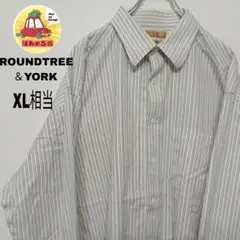 USA古着 ROUNDTREE＆YORKE　長袖ボタンシャツXL相当　ホワイト
