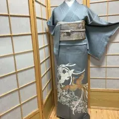 ［4424］色留袖 美品 未使用 作家物 一つ紋 木瓜 正絹 着物 袷 幅広