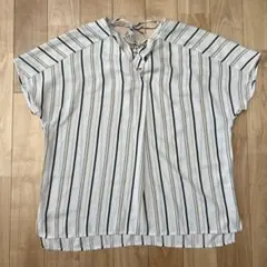 【美品】ストライプ Vネック シャツ　Fサイズ