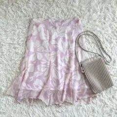 【美品♡】Le souk ルスーク イレギュラーヘムフレアスカート 花柄 小柄