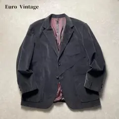 EuroVintageコットンテーラードジャケット ブラック 黒 ブレザー 古着