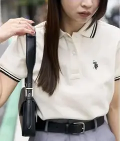 U.S. POLO ASSN.　別注 ライン入りワンポイント刺繍ポロシャツ