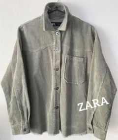 ZARA コーデュロイ シャツ ジャケット モスグリーン