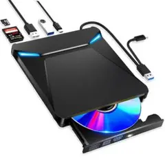 外付けDVDドライブ 多機能 ポータブルドライブ 薄型 typeC/USBポート