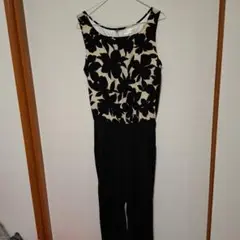 未使用 サロペット オーバーオール ブラック レディース パンツ 花柄