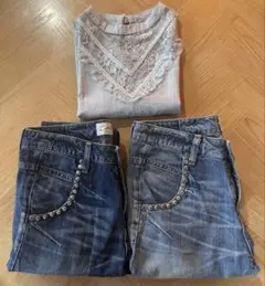 ☆値下げ☆ungridノースリーブレースブラウス&デニム2本 SET