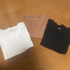 【ユニクロ】クルーネックTシャツ　Sサイズ　ブラック　　　ブラウンホワイト