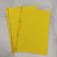 ハンドメイド A5サイズ 和綴じノート 2冊セット レザック 黄色