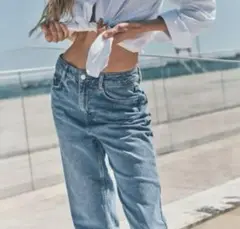 新品【ZARA】Z1975 ハイライズ ストレート デニムパンツ 36 ザラ